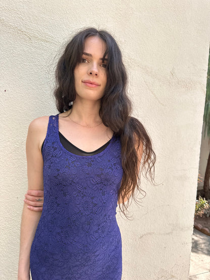Indigo Lace Mini Dress