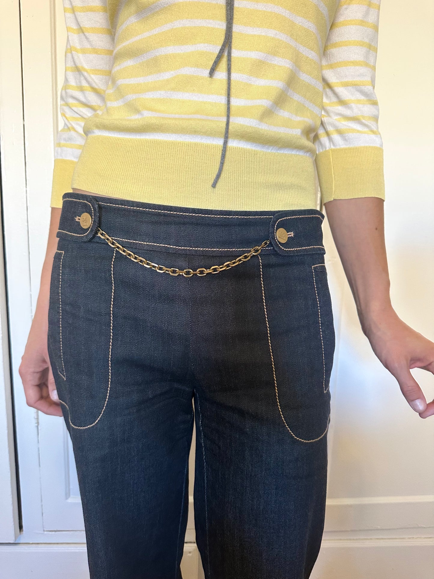 Escada- Sailor Chain Denim Pants