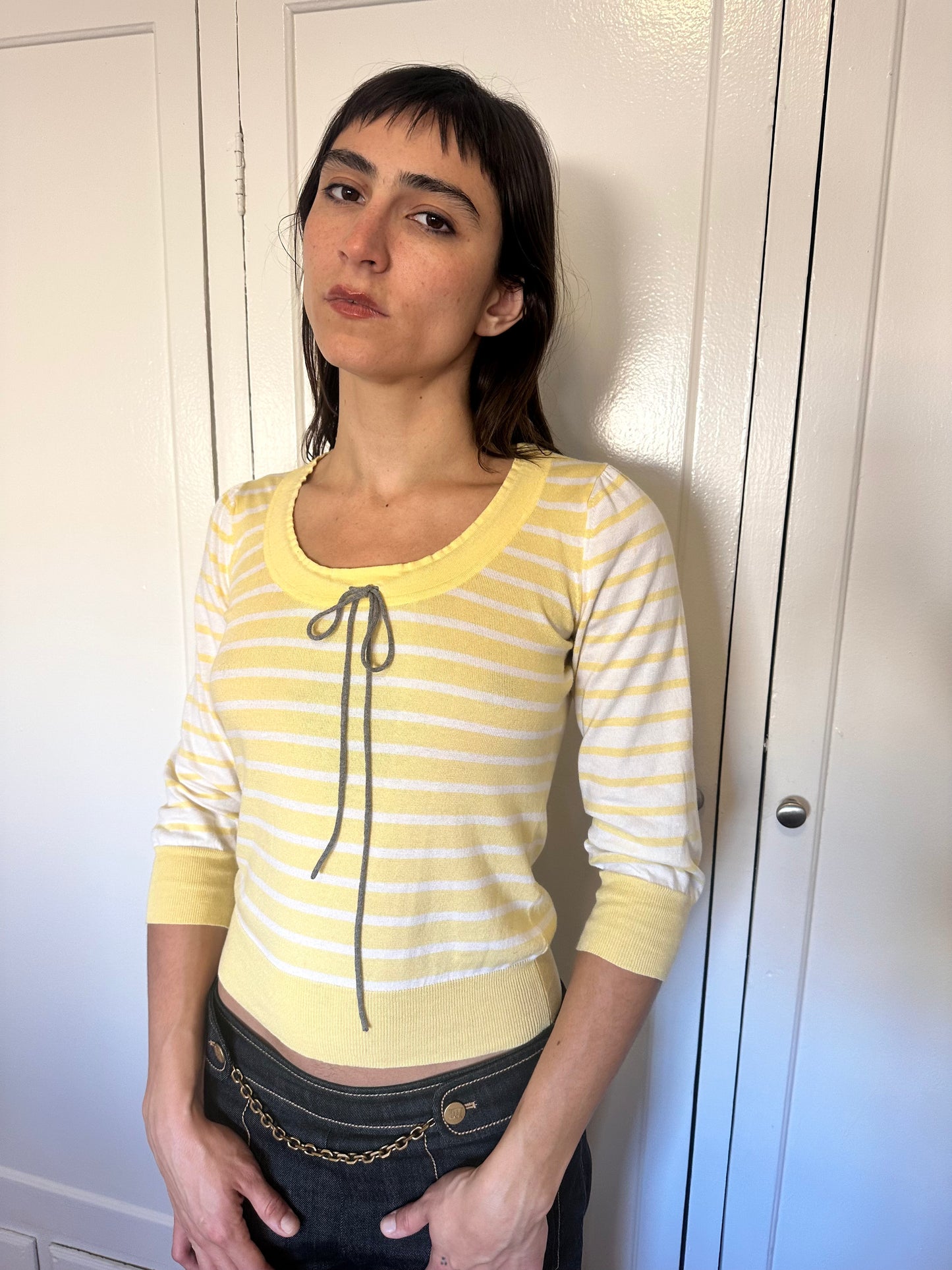 Barneys New York - Yellow Striped Sweater