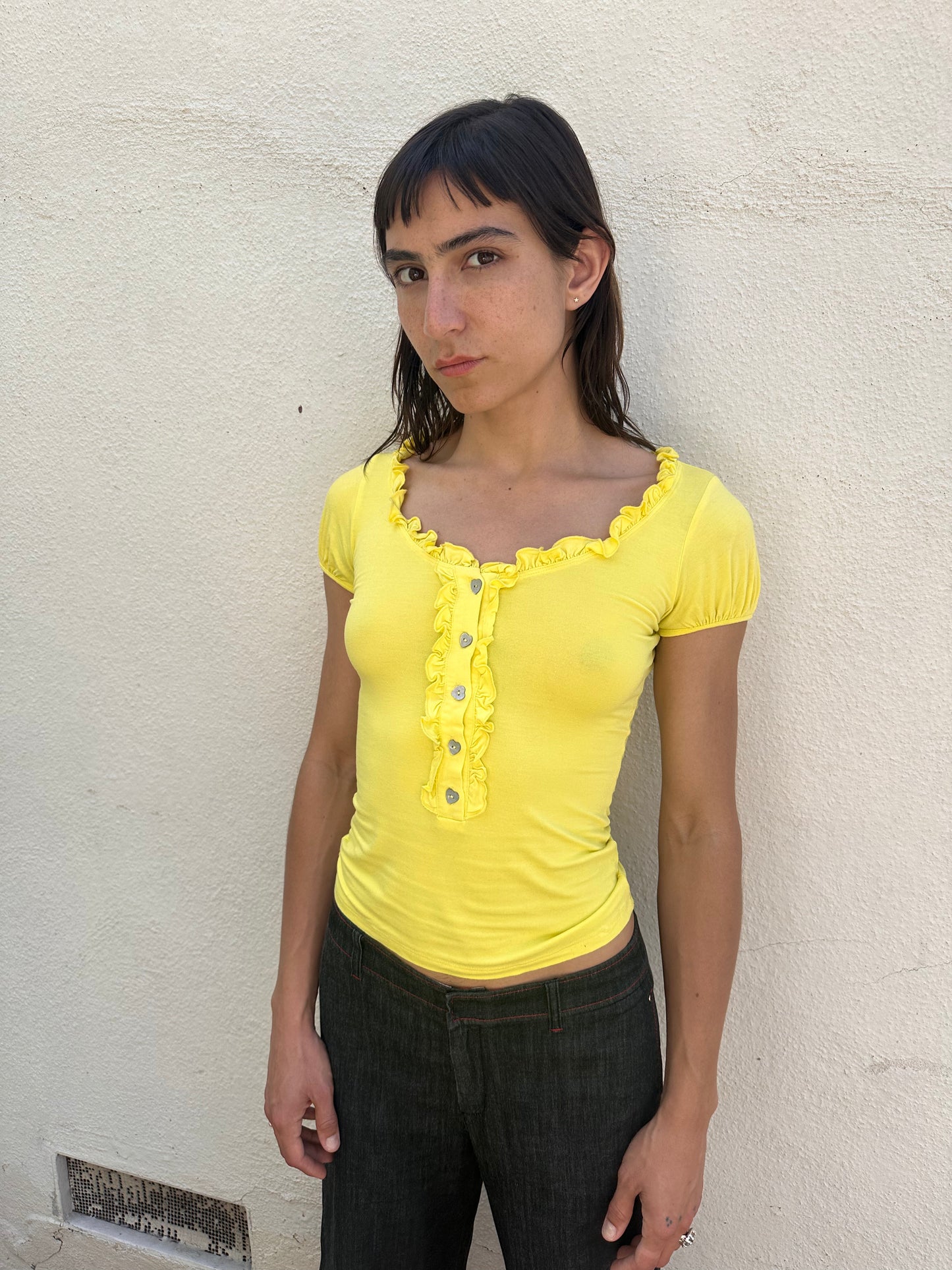 Yellow Button Up Tee