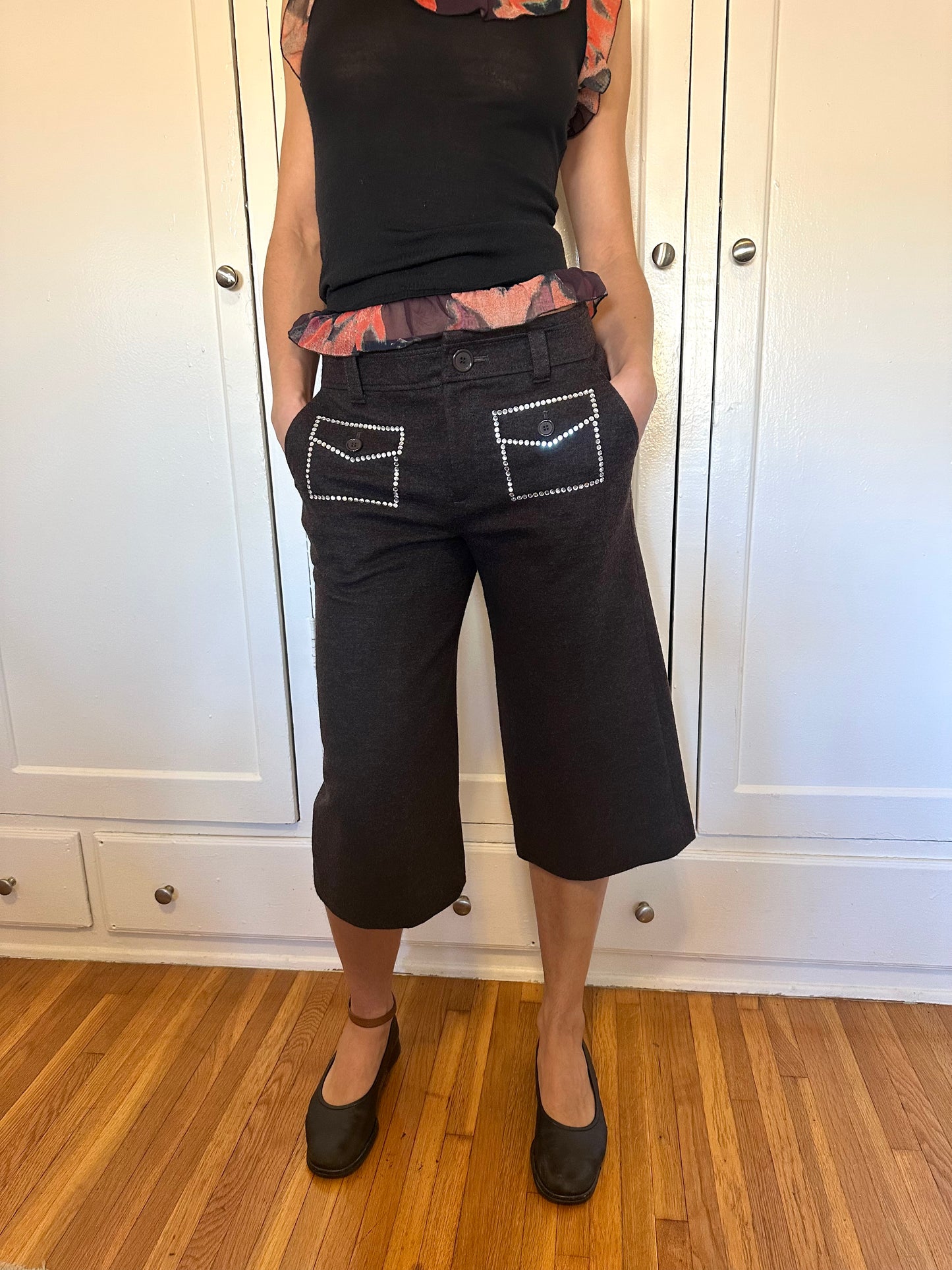 Sonia by Sonia Rykiel - Wool Rhinestone Capris