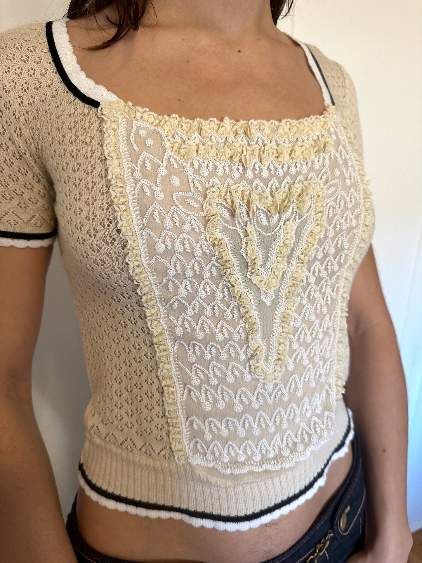 Blumarine - Beaded Pointelle Top