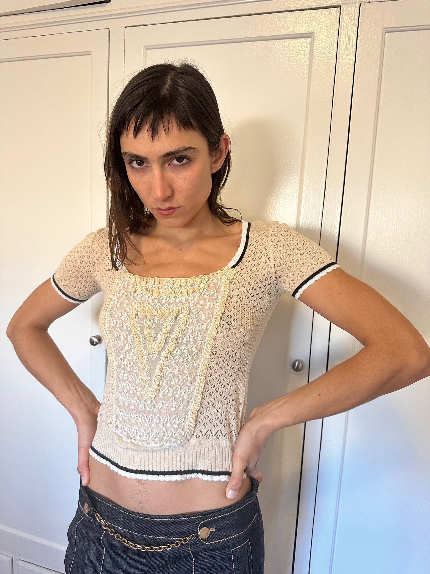 Blumarine - Beaded Pointelle Top