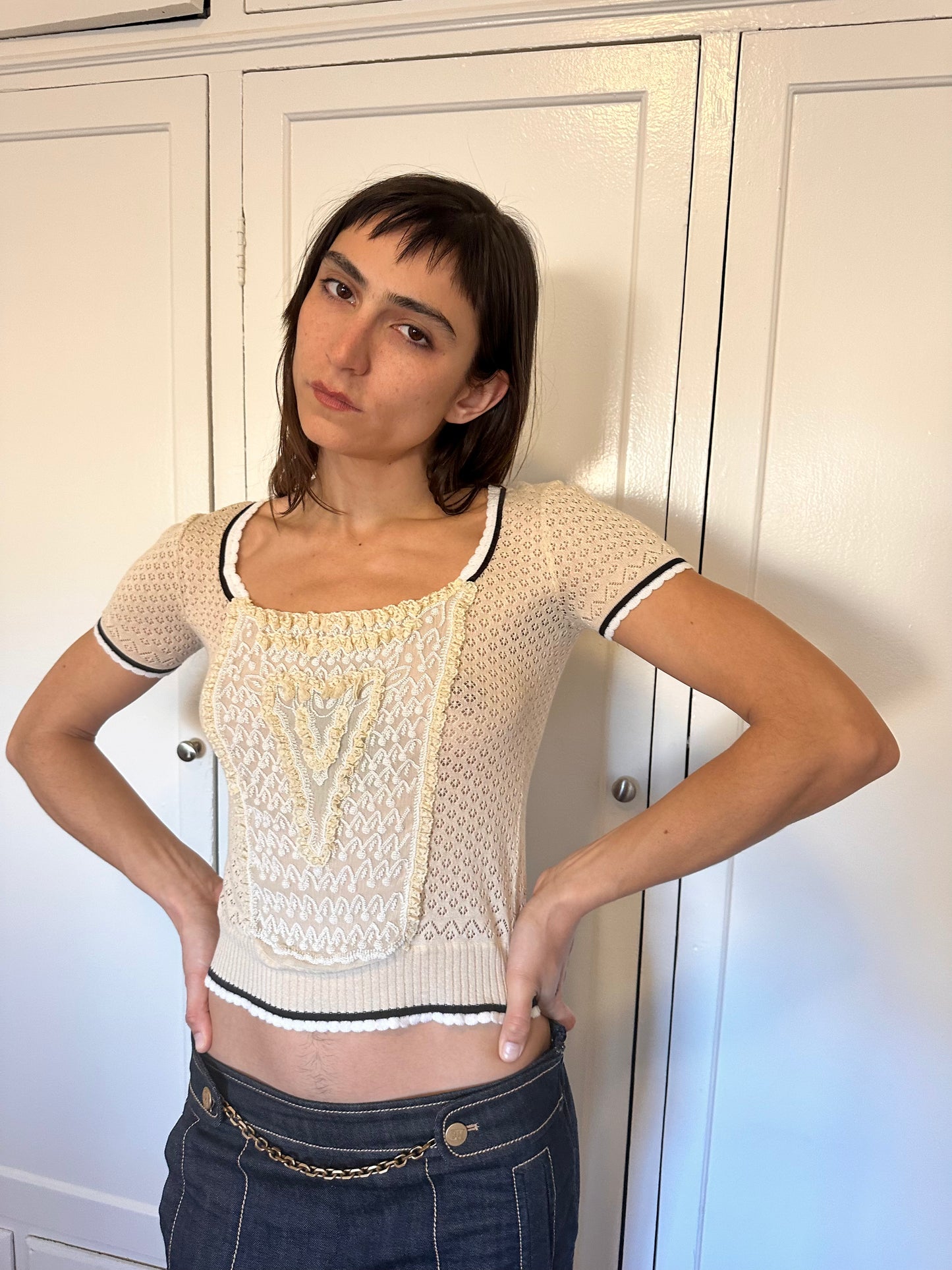 Blumarine - Beaded Pointelle Top