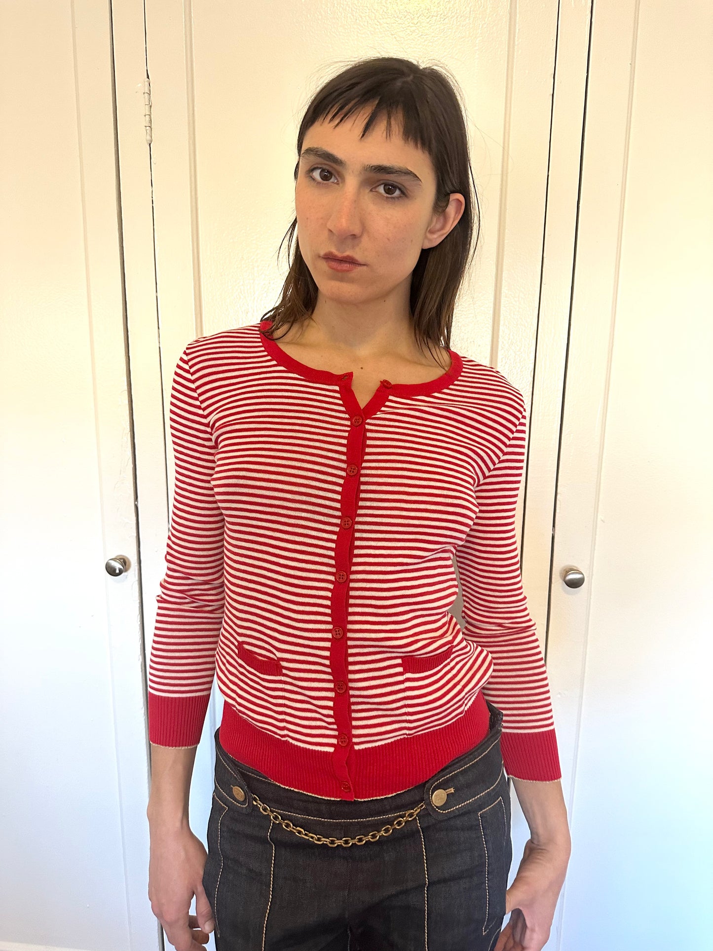 Sonia by Sonia Rykiel - Stripe Red Cardigan