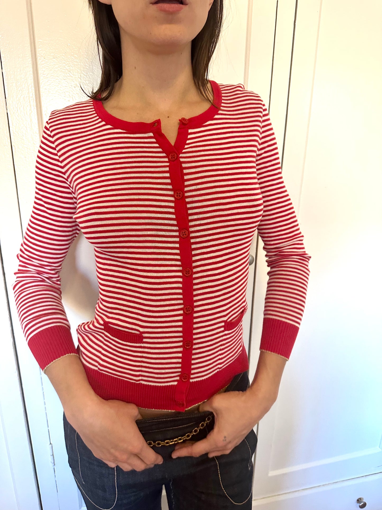 Sonia by Sonia Rykiel - Stripe Red Cardigan