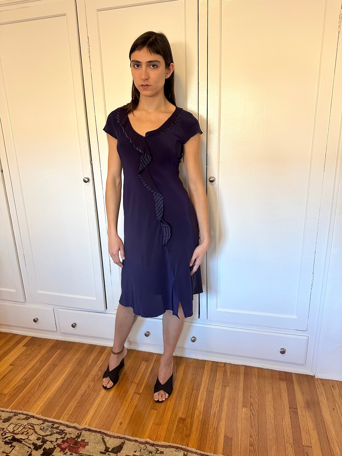 Philosophy di Alberta Ferretti - Purple Silk Ruffle Dress