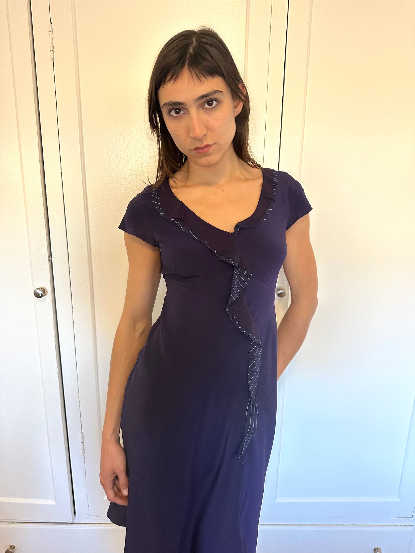 Philosophy di Alberta Ferretti - Purple Silk Ruffle Dress