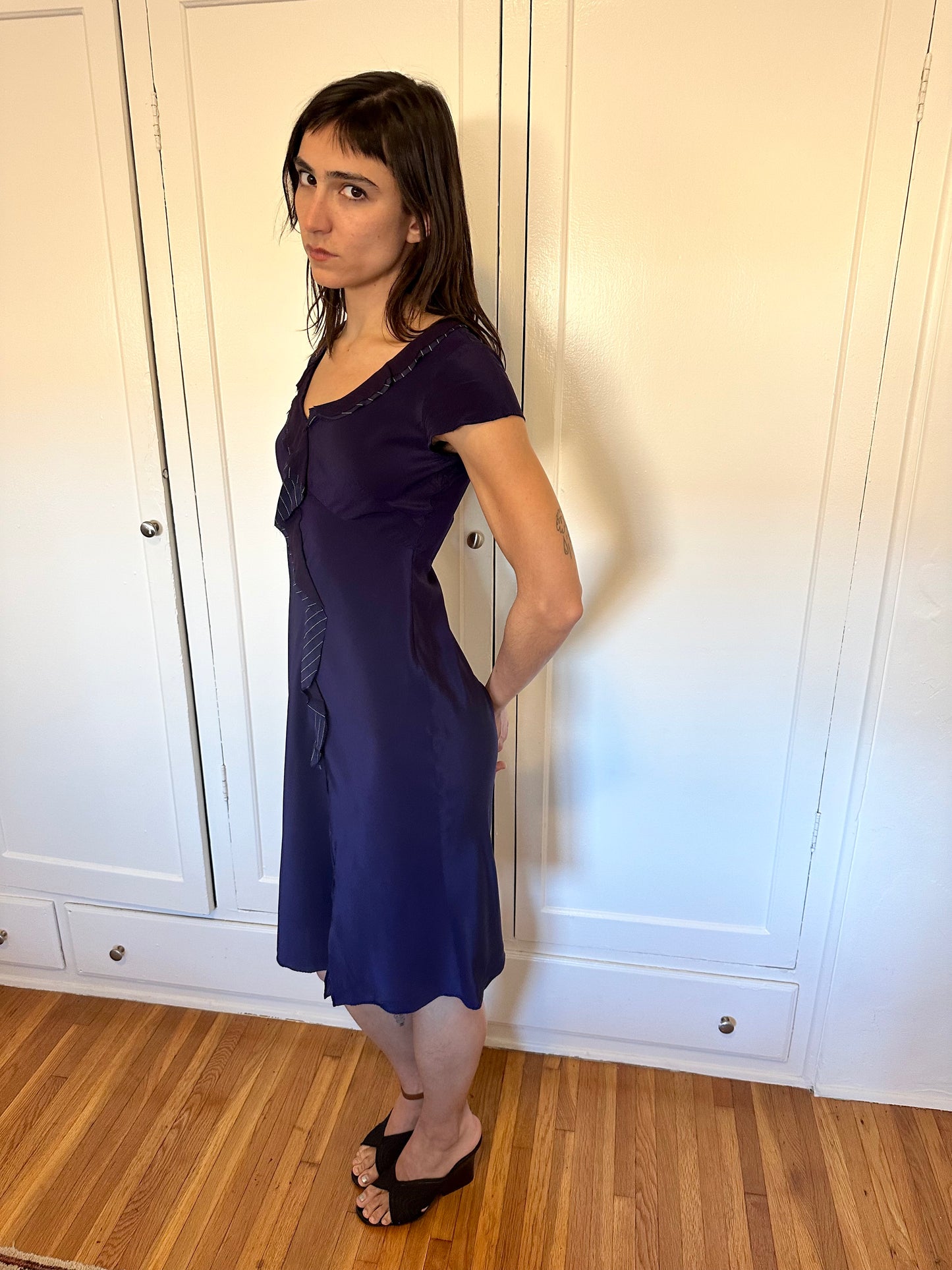 Philosophy di Alberta Ferretti - Purple Silk Ruffle Dress