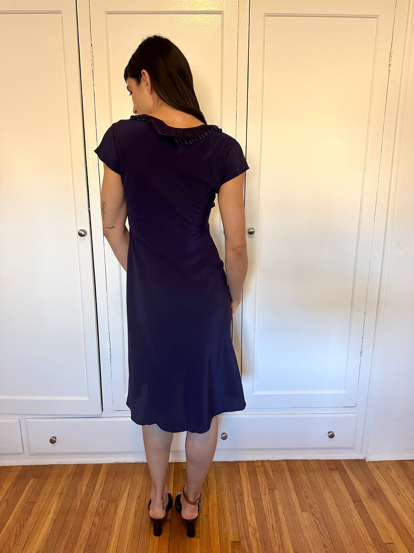 Philosophy di Alberta Ferretti - Purple Silk Ruffle Dress