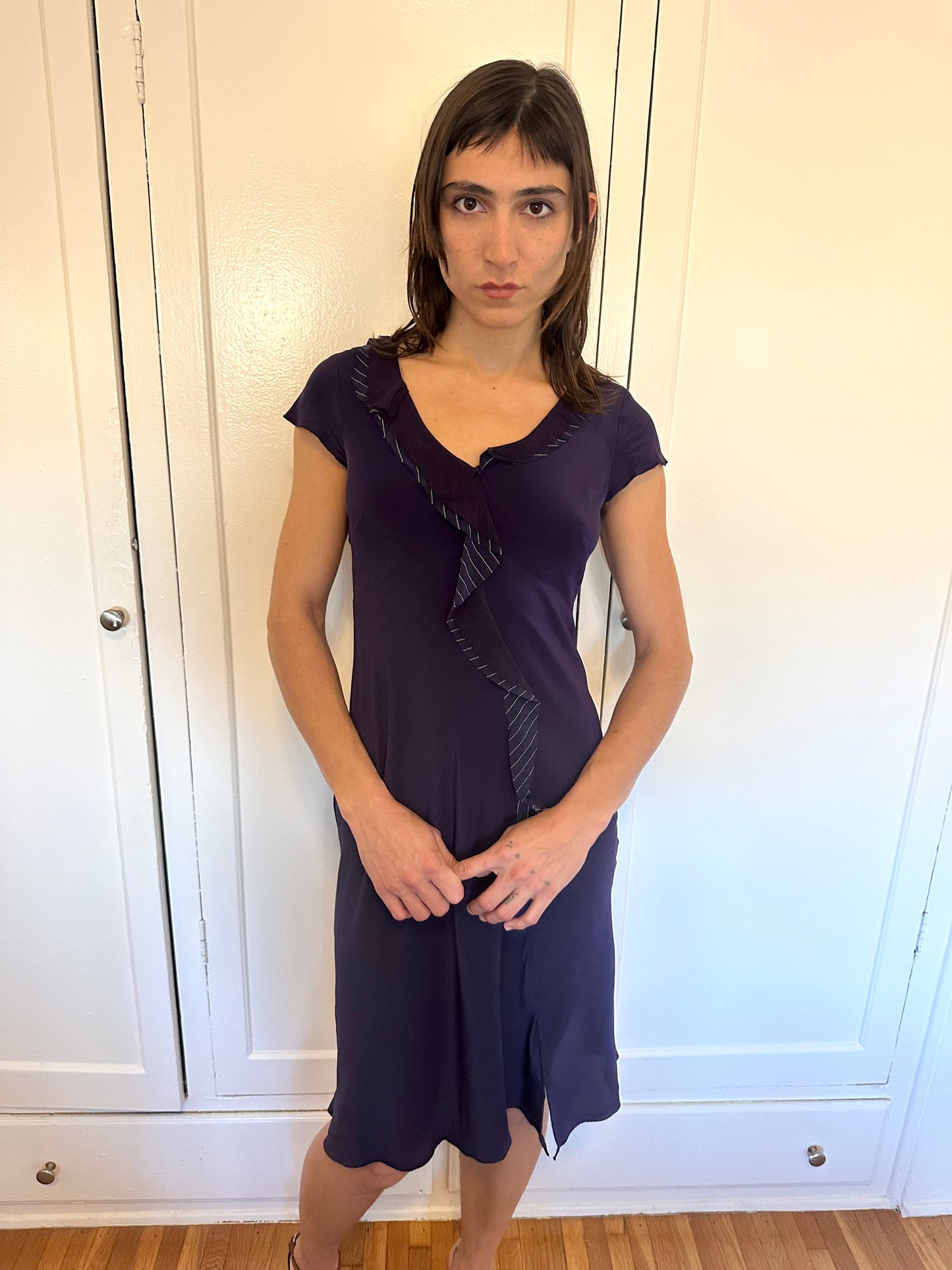 Philosophy di Alberta Ferretti - Purple Silk Ruffle Dress