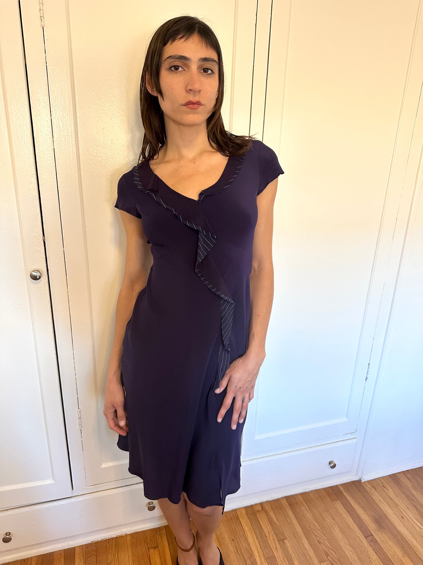 Philosophy di Alberta Ferretti - Purple Silk Ruffle Dress