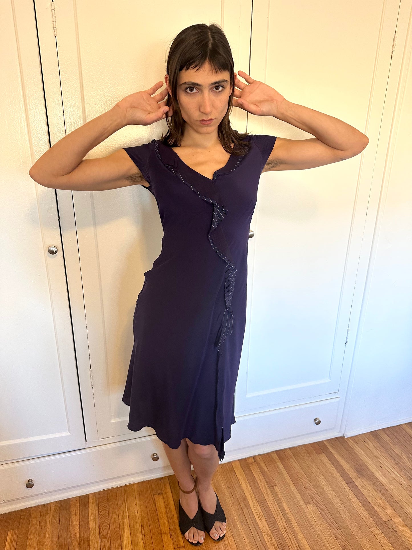 Philosophy di Alberta Ferretti - Purple Silk Ruffle Dress