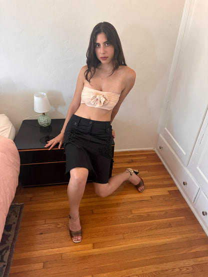 Black Lace Up Skirt