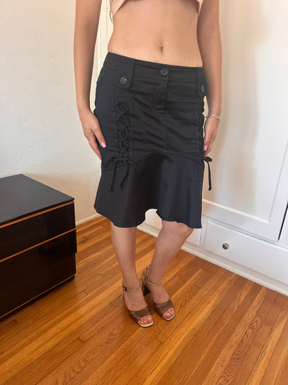 Black Lace Up Skirt
