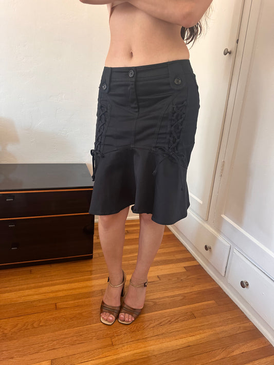 Black Lace Up Skirt