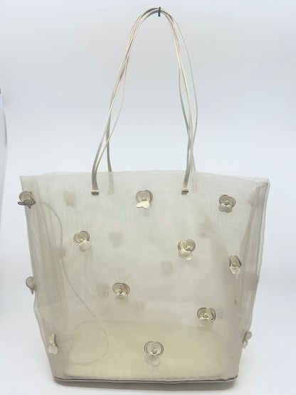 Cream Mesh Flower Tote