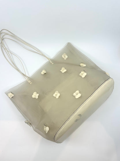 Cream Mesh Flower Tote