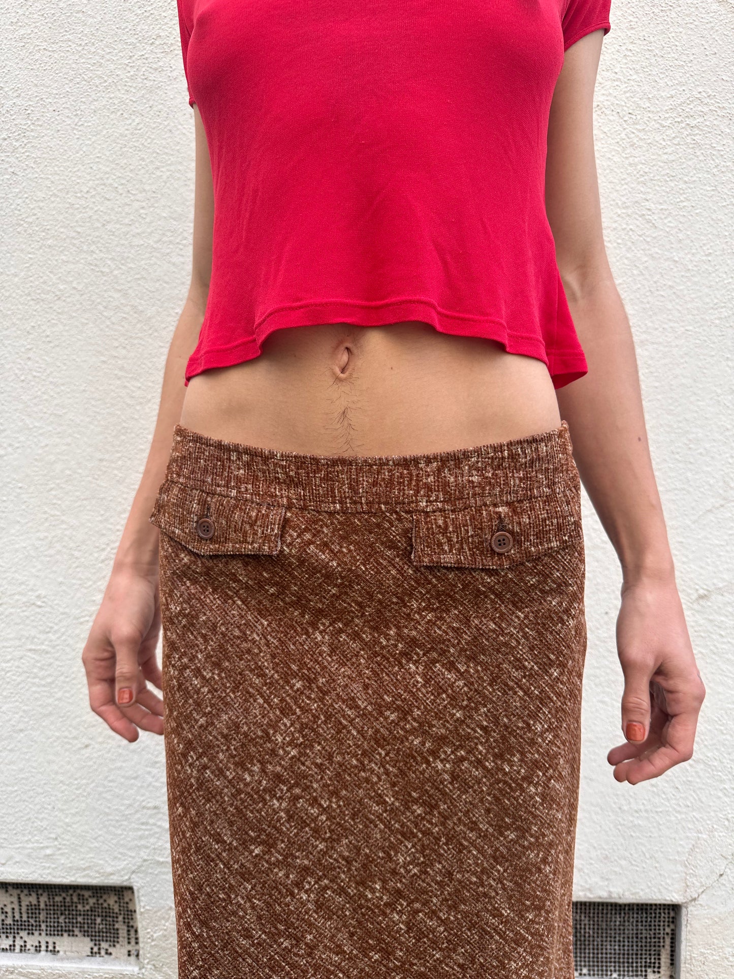 Brown Plaid Pocket Skirt