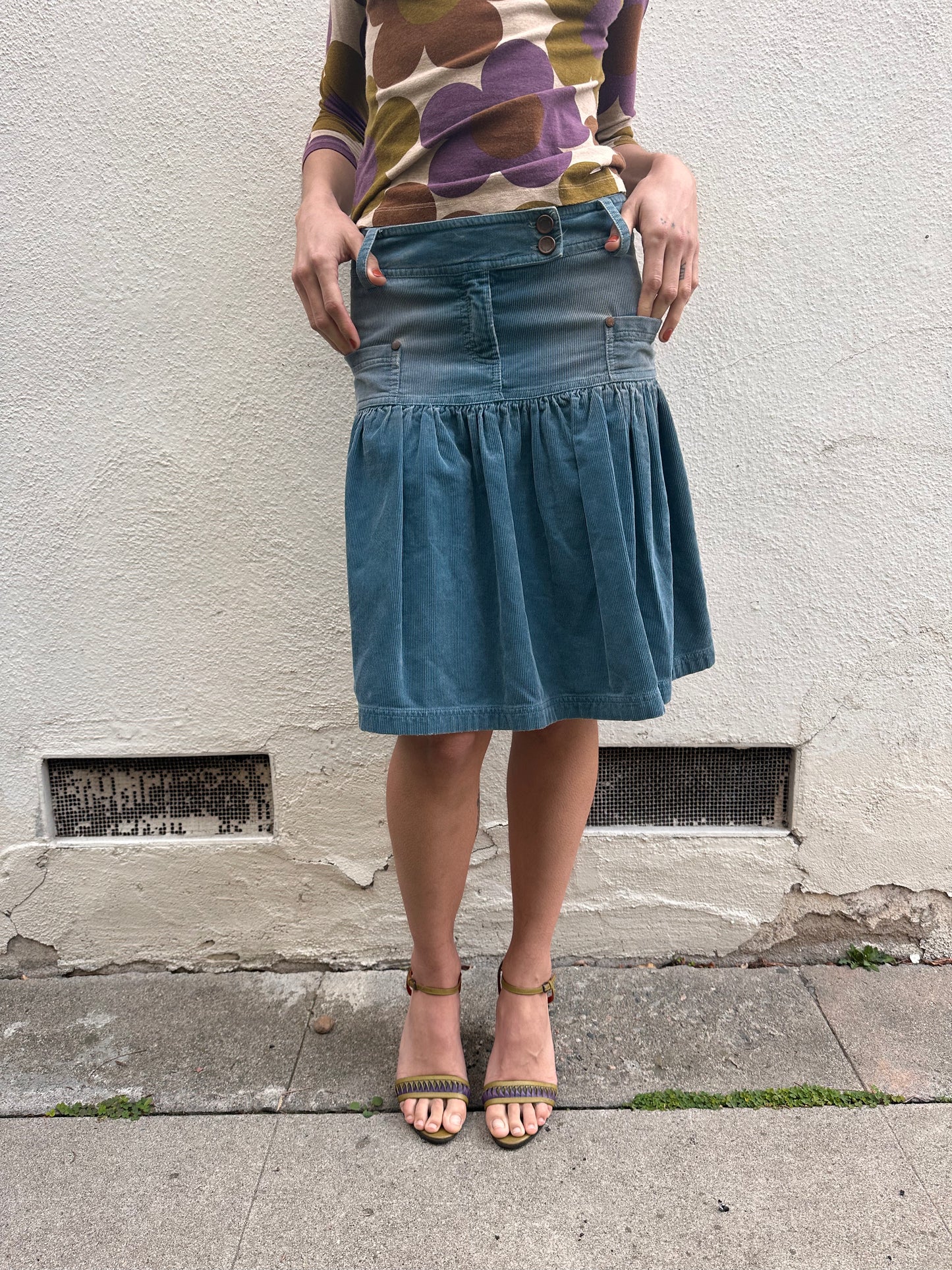 Teal Corduroy Skirt