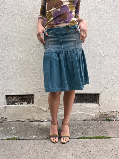 Teal Corduroy Skirt
