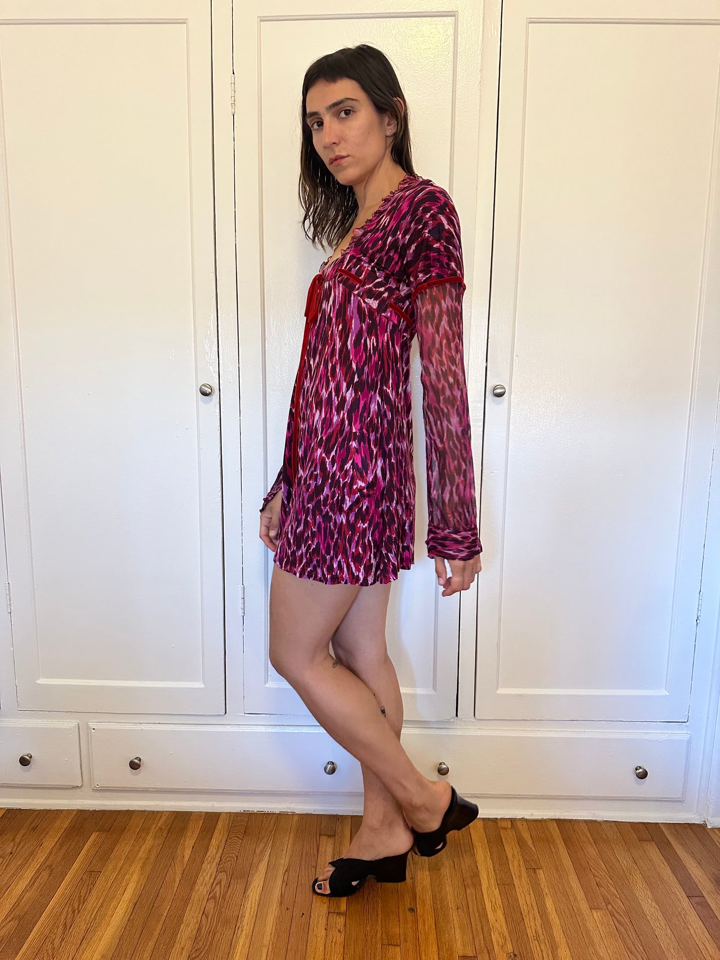 Pink Cheetah Babydoll Dress