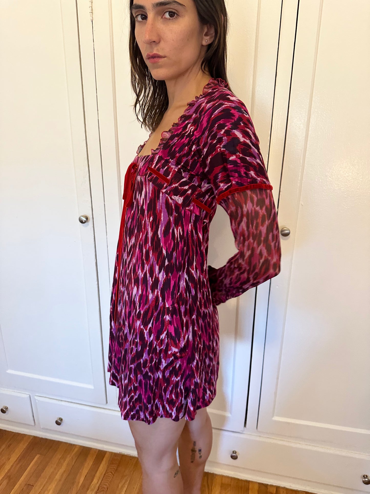 Pink Cheetah Babydoll Dress