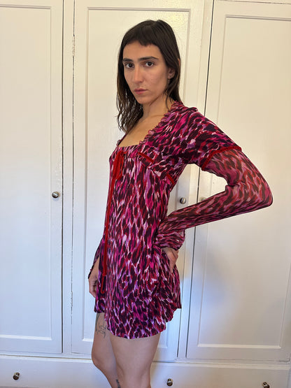 Pink Cheetah Babydoll Dress