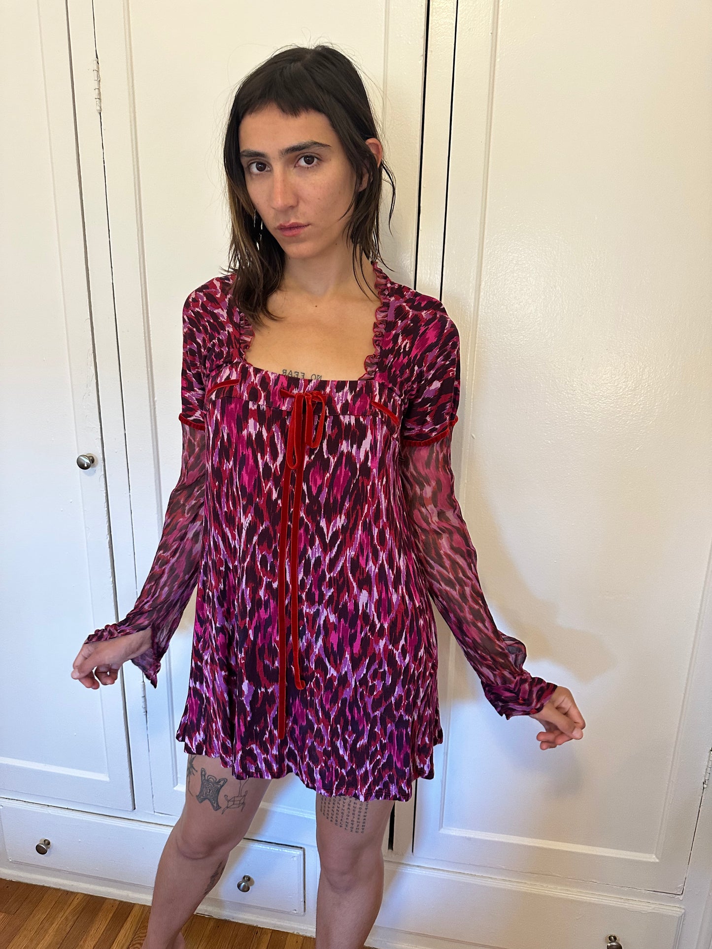 Pink Cheetah Babydoll Dress