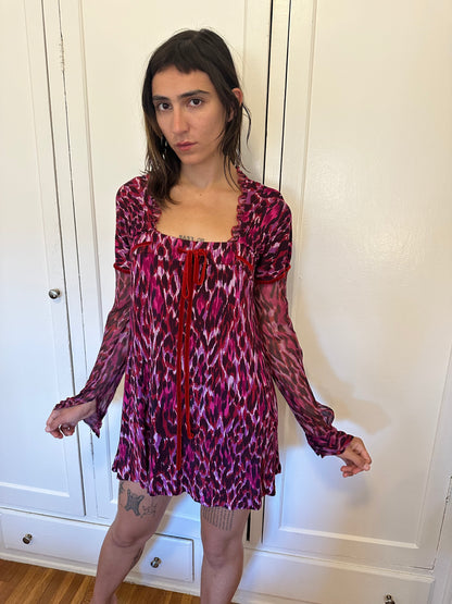 Pink Cheetah Babydoll Dress
