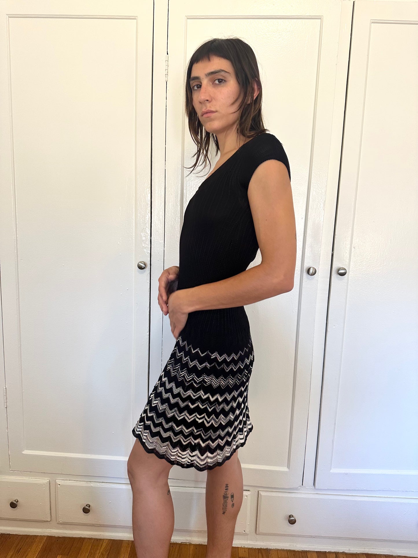 Black Knit Mini Dress